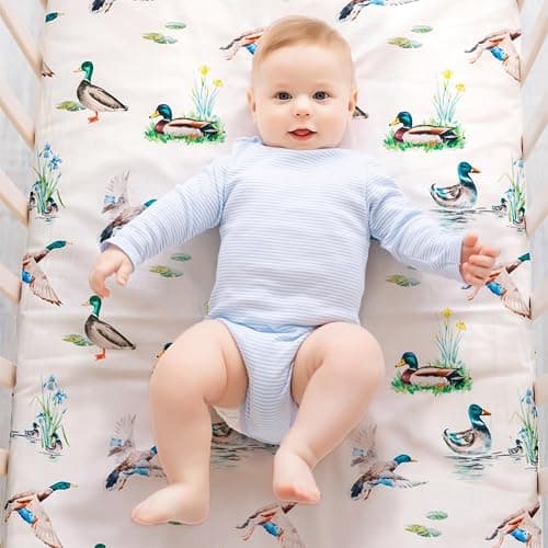 4 Pack Mallard Duck Baby Crib Sheets Neutral Unisex Breathable Fitted Nursery Sheets for Baby Girl or Boys (Crib Sheet) thumbnail 2