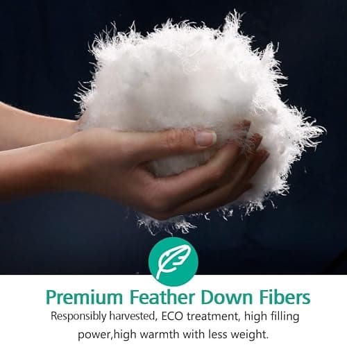 APSMILE Lightweight Down Feather Fibers Comforter Full/Queen Size, Fluffy Duvet Insert for Warm Weather/Hot Sleepers -Ultra Soft 100% Organic Cotton Cover, High FP Summer Duvet (White, 90x90) thumbnail 5
