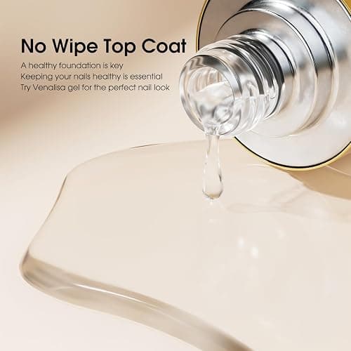 VENALISA No Wipe Gel Top Coat- High Gloss Shiny Long Lasting Top Coat Clear Gel Nail Polish, Soak Off Nail Art Home and Professional Manicure thumbnail 3