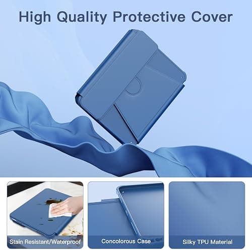 RAYMCRAFT for iPad 11th(A16, 2025)/10th Generation Case with Keyboard | 360° Rotatable Case, Detachable Backlit Keyboard, Precision Cutouts, Pen Holder for iPad A16 11''/10th 10.9'', Navy Blue thumbnail 5