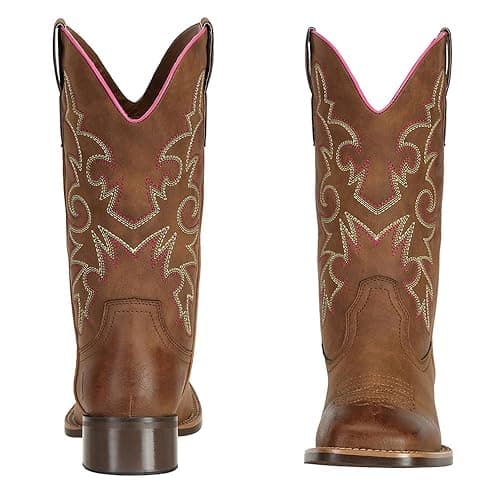 J's.o.l.e Cowboy Boots Woman Cowgirl Boots Botte Cowboy Femme Square Toe Wide Mid Calf Brown Boot thumbnail 3