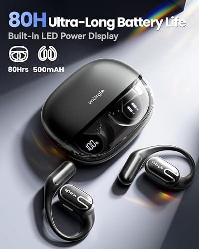 Open Ear Earbuds Bluetooth Headphones Wireless - 80Hrs Playtime Wireless Earbuds with IPX7 Waterproof Touch Control Earphones Sport with 18.2mm Drivers Stereo Sound Bluetooth 6.0 for Running Fitness thumbnail 3