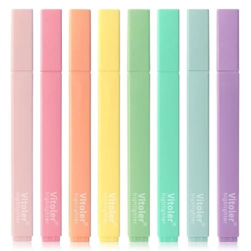 Piochoo Bible Highlighters,Aesthetic Cute Highlighters Bulk,8pcs Colorful Highlighter Markers No Bleed for Office School Supplies - Image 1