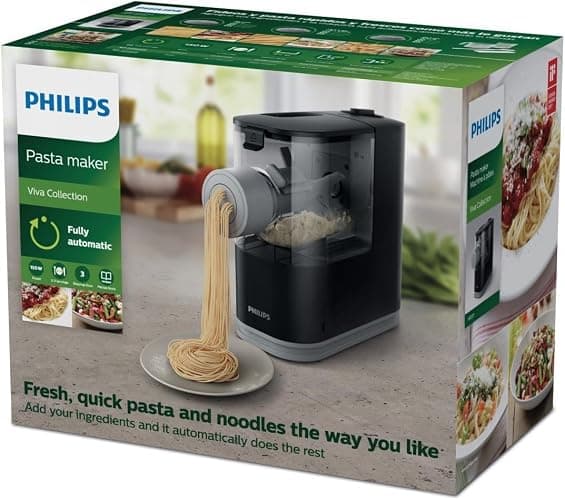 Philips Kitchen Appliances Compact Pasta and Noodle Maker, Viva Collection, Comes with 3 Default Classic Pasta Shaping Discs, Fully Automatic, Recipe Book, Small, Black (HR2371/05) thumbnail 12