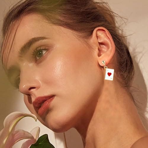 Poker Ohrringe Vergoldet Spielkarten Muster Ohrringe Mode Ohrhänger Schmuck Geschenk für Mädchen Hochzeit Geburtstag Weihnachten Muttertag thumbnail 3
