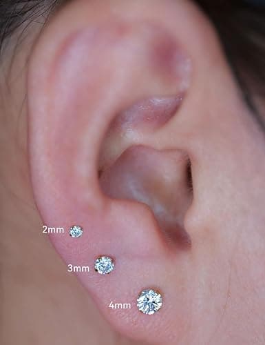 Limerencia 18g Titanium Internally Threaded Tragus Piercing Jewelry CZ Top Flat Back Piercing Nose Studs Earring, Helix, Cartilage, Labret, Monroe for Women or Men thumbnail 6