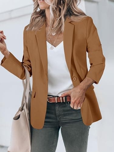 Cicy Bell Womens Casual Blazers Open Front Long Sleeve Work Office Suit Jackets Blazer thumbnail 2