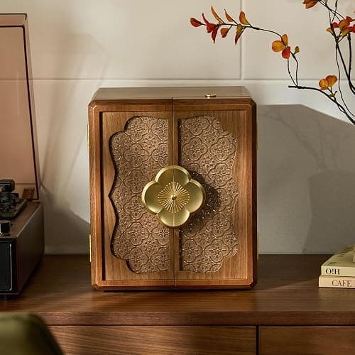 Wenseny Lockable Walnut Jewelry Box with Key, 5-Layer Jewelry Storage Box | for Necklaces, Rings, Earrings & Bracelets - Ideal for Birthdays, Anniversaries & Christmas thumbnail 2