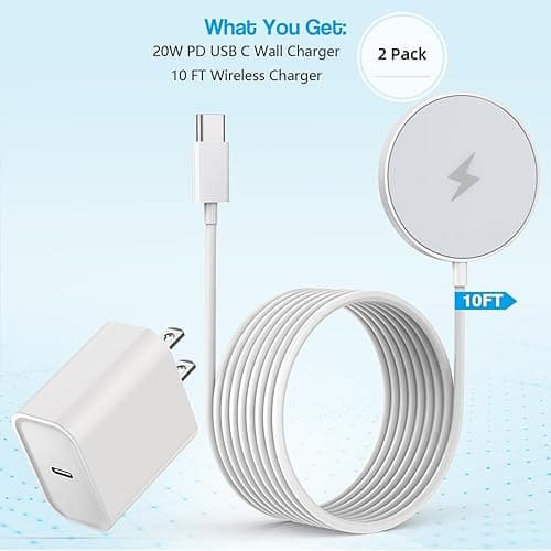 2 Pack Fast Mag-Safe Wireless Charger,10 FT Apple Magnetic Wireless Charger with USB C Charging Plug 15W iPhone Charging Pad for iPhone 16/16 Pro/Pro Max/15/14/13/12/Plus/Pro/Pro Max,AirPods 3/2/Pro 2 thumbnail 8