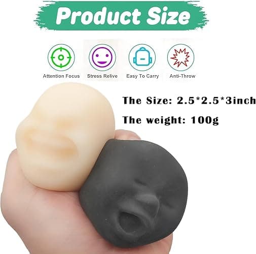 Squishy Fidget Sensory Stress Human face Toys for Adults Teens Kids,Decompression Anxiety Relief Toy,Funny Gift for Birthday,Christmas,Stocking Stuffer Gift thumbnail 4