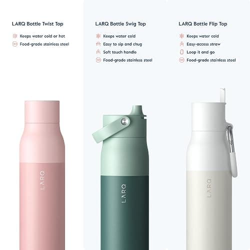 LARQ Bottle Twist Top 17oz - Insulated Stainless Steel Water Bottle | BPA Free | Reusable Water Bottle for Camping, Office, and Travel | Keep Drinks Cold and Hot, Himalayan Pink thumbnail 6