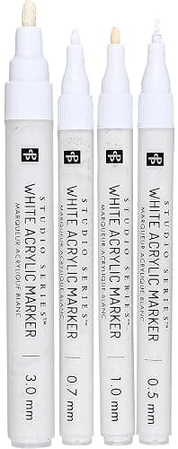 PETER PAUPER PRESS Studio Series White Acrylic Markers (set of 4 permanent markers with different tip sizes) thumbnail 3