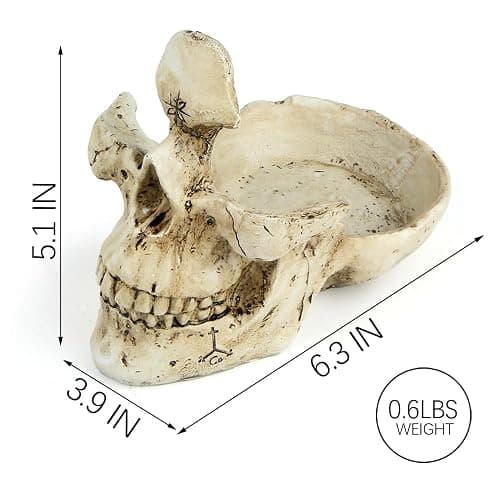 Mrlikale Skull Glasses Stand Holder, Creative Eyeglasses Holder, Sunglasses Spectacle Display Rack, Key Holder Resin Sculptures for Entryway, Home, Office, Desk, Nightstand (White) thumbnail 3