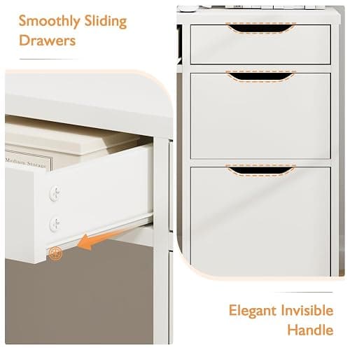 MaverickFurni White Desk with Drawers, 48 Inch Small Computer Desk with 4 Storage Drawers for Small Space, Home Office Desk for Bedroom with Storage File Cabinet thumbnail 5