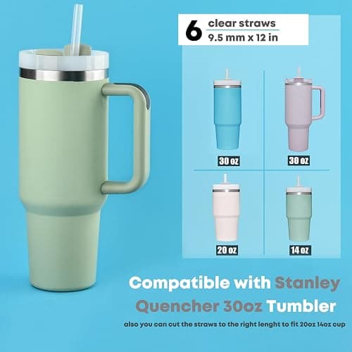 ALINK Clear Replacement Straws for Stanley 30 oz Tumbler, DISHWASHER SAFE, 6 Pack Reusable Plastic Straws Compatible with 30oz Stanley Adventure Quencher Cups, Plus Brush thumbnail 9