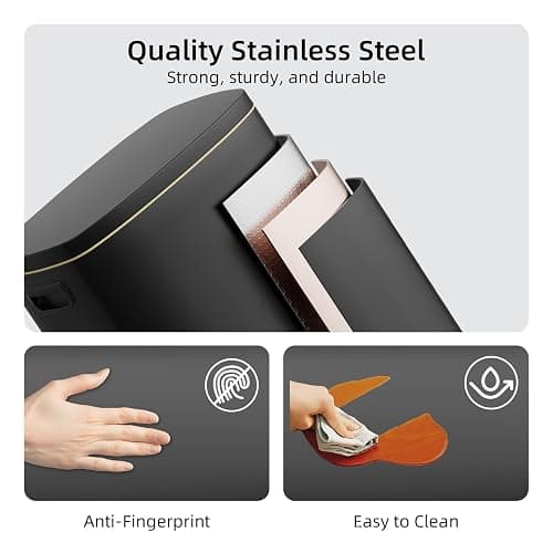 KUK 13 Gallon Kitchen Trash Can with Lid, 50L/13Gal Office Step Garbage Can for Home, Kitchen, Laundry Room, Office, Brushed Stainless Steel, Black thumbnail 6