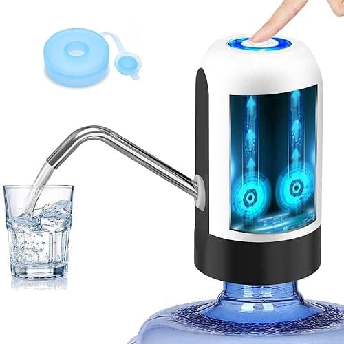 Water Bottle Pump 5 Gallon Water Bottle Dispenser USB Charging Automatic Drinking Water Pump Portable Electric Water Dispenser Water Bottle Switch (White) - Image 1