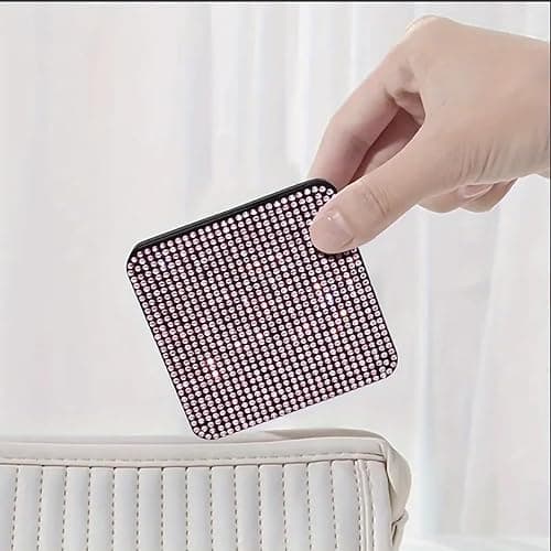 Sparkly Rhinestone Small Folding Mirror Cute Bling Mini Handheld Makeup Mirror Portable Travel Pocket Mirror Crystal Cosmetic Mirror (Black) thumbnail 5