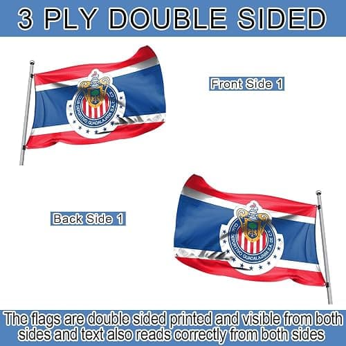 YukaBa 3Ply Double Sided Chivas Fans Flag Banner - Guadalajara 3x5 ft Mexico Soccer/Futbol Flag thumbnail 2
