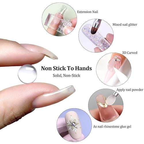 SUTOZMIWE Solid Builder Gel for Nails Clear and Aurora Pearl White | Non-Sticky Hand Sculpting Gel for Nail Art,Hard Gels for Nails Modeling,Carving,Nail Extension, Manicure DIY At Home thumbnail 4