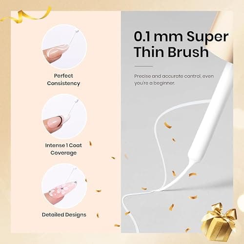 beetles Gel Polish Swirl Nail Art White Gel Liner Nail Polish 1 pcs 7ml Classic White Color Nails Art Paint for Thin French Tip Line Soak off Uv Lamp Manicure Salon thumbnail 4