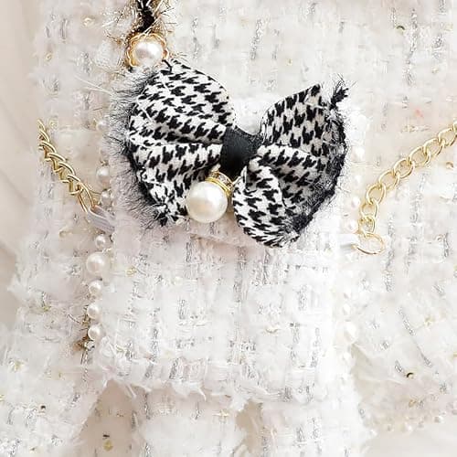 Dog Princess Dresses for Small Dogs Lolita Clothes Tweed Costume White Pet Girl Cute Coat Outfits Fall Costumes (L,White) thumbnail 5