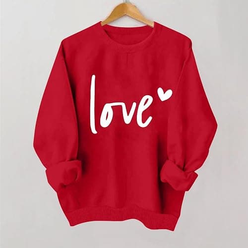 Sblioda Valentines Sweatshirts for Women Love Heart Graphic Pullover Crewneck Long Sleeve Tops Valentine's Day Sweatshirt thumbnail 2