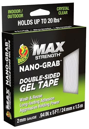 Duck MAX Strength Nano-Grab Double-Sided Gel Tape, 0.94" x 5 ft, Clear - Image 1