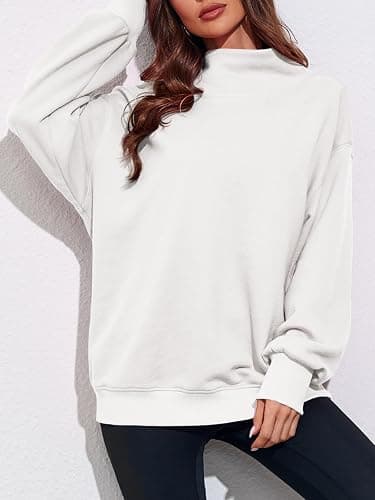 Fisoew Women's Oversized Turtleneck Sweatshirt Long Sleeve Pullover Casual Tops thumbnail 6