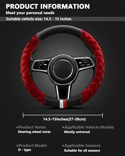 Cxtiy Plush Steering Wheel Cover for Women, Fluffy Soft Warm Winter Steering Wheel Grip for Car Interior Accessories (A-Burgundy) thumbnail 6