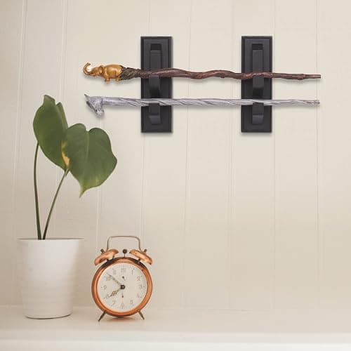 Wall Mount Wizard Wand Display Magic Wands Stand Wooden Holder 2 Tier Black thumbnail 5