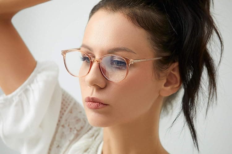 FONHCOO Blue Light Blocking Glasses Women Men Computer Eyeglasses,TR90 Fashion Round Transparent Anti Blue Light Glasses with Anti Eyestrain & UV Glare for Gaming & Reading (Shiny Champagne) thumbnail 2