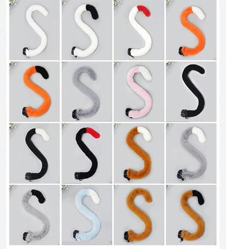 Whakano Plush Cat Tail, Fashion Faux Fur Animal Tail Costume Accessories, Soft Animal Costume, Cat Tail for Cosplay, Carnival & Party, Halloween, Christmas Party, Animal Party, Grey thumbnail 3
