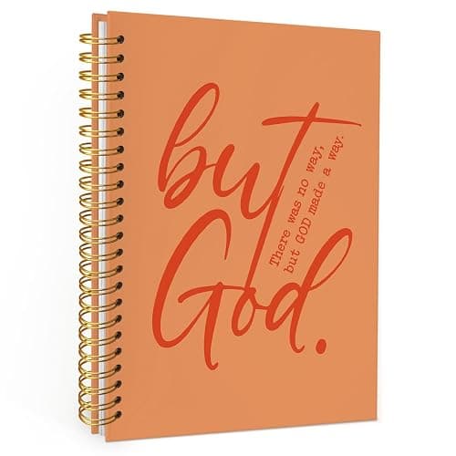 Wheatwin Bible Notebook, But God Christian Notebook Journal, Christian Gifts for Men Women, Inspirational Christian Hardcover Spiral Notebook 5.5x8.3 - Orange - Image 1