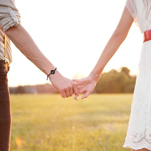 PULOMI Long Distance Touch Bracelets, Vibration & Light up Remote Smart Matching Couples Bracelet for Couple Long Distance Relationship Girlfriend Boyfriend Festival Gifts Lover Jewelry Set thumbnail 2