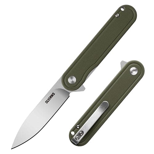 OLITANS G040 Pocket Knife, 2.75'' D2 Steel Blade G10 handle, Small EDC Knife with Pocket Clip for Men Women, 2.1oz - Image 1