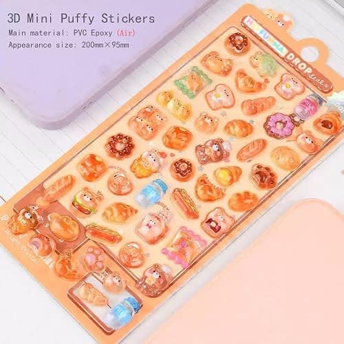 3D Cute Mini Puffy Stickers,10 Sheets 500+Kawaii Air Decorative Stickers HEYFUMMAI for Phone Case Or DIY Planners Notebooks Scrapbooks Handbooks Decoration ﻿ thumbnail 7