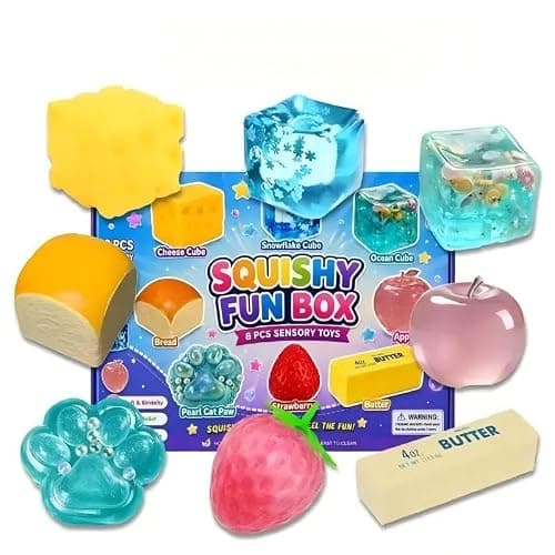 8-Piece Blind Box Malt Sugar Stress Relief Toys, These Soft, Slow-Rebound Cubes Contain Thick Stuffing and are Suitable for Adults and Children, They Relieve Anxiety and Stress. - Image 1