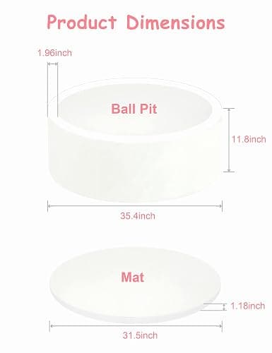 Baby Ball Pit for Toddlers, 35.4"x 11.8" Foam Ball Pit for Kids, Soft Round Ball Pool for Baby, Indoor and Outdoor Playpen, Ideal Gift for Children, White, (Balls not Included) thumbnail 3