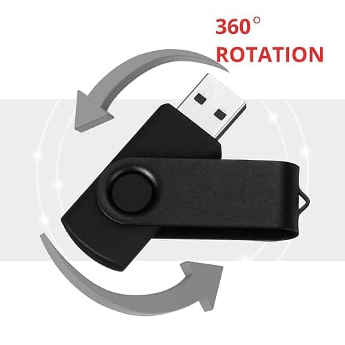 DataOcean 2 Pack 64GB USB 2.0 Flash Drive Memory Stick Thumb Drives Swivel Design(2 X 64GB: Black Silver) thumbnail 3