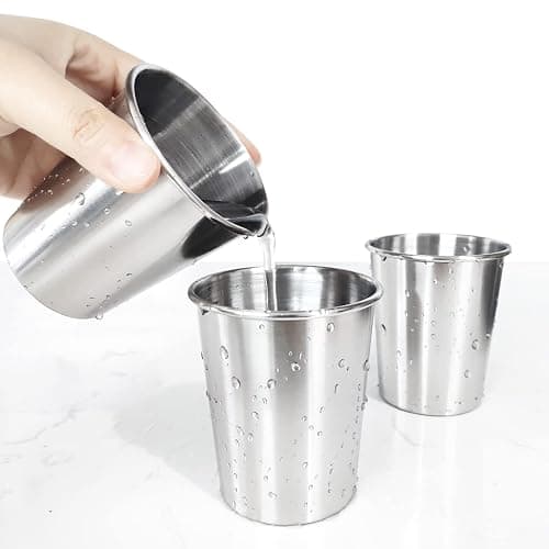 YOLCAR 6 Pack 8 oz Stainless Steel Kids Cups, Children's Pint Cups, Stackable Metal Cups, Shatterproof Drinking Glasses thumbnail 2