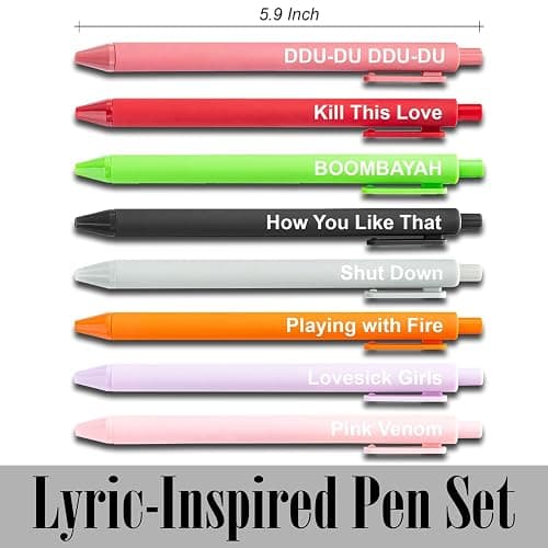 Kpop Blackpink Inspired Pen Set, Cute K pop Gel Pens, Black Pink Blinks Gifts Merch, Music Birthday Party Favors for Music Fans thumbnail 2