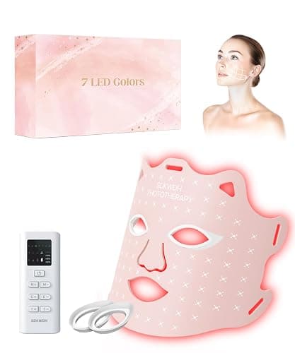 SDKWDH LED Light Therapy Mask, Red Light Therapy for Face - Red Light for Anti-Aging & Wrinkles, Blue for Acne, IR for Deep Repair, At-Home Device, FDA Cleared, Portable & Rechargeable, Pink - Image 1