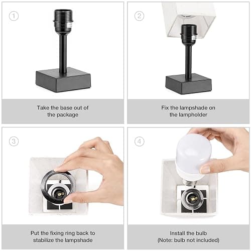Small Table Lamp for Bedroom - Bedside Lamps for Nightstand, Minimalist Night Stand Light Lamp with Square Fabric Shade, Desk Reading Lamp for Kids Room Living Room Office Dorm thumbnail 8