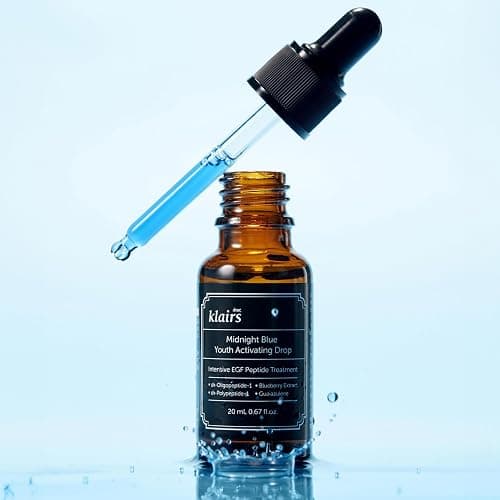 DearKlairs Midnight Blue Youth Activating Drop · EGF + Peptide Ampoule for Sensitive Skin · Calms Redness, Boosts Firmness & Sebum Control · Lightweight & Fast-Absorbing · 0.67 Fl Oz thumbnail 8