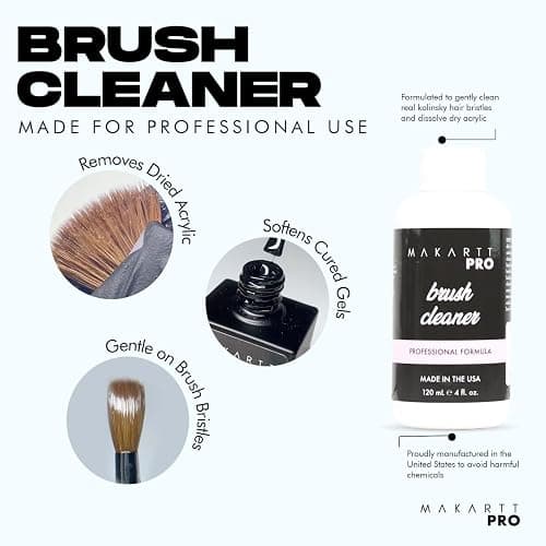 MakarttPro Professional Nail Brush Cleaner & Conditioner, Acrylic Nail Prep & Sanitation Solution for Kolinsky & Acrylic Nail Brushes, Prevents Hardening, Extends Brush Life, Made in USA, 4oz / 118ml thumbnail 2