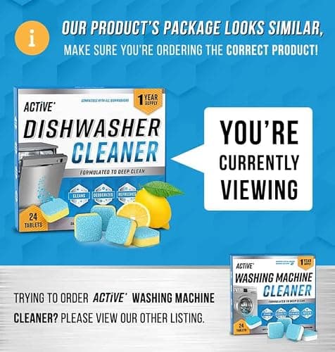 Dishwasher Cleaner And Deodorizer Tablets - 24 Pack Deep Cleaning Descaler Pods for Dish Washer Machine, Heavy Duty, Septic Safe, Natural Limescale Remover, Calcium, Odor, Smell - 12 Month Supply - Fresh Dishwasher Cleaner Tablets thumbnail 7