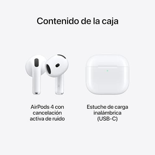 Apple AirPods 4 cancelación Activa de Ruido, Auriculares inalámbricos, Bluetooth, Audio adaptativo, Modo de Sonido Ambiente, Audio Espacial Personalizado, Estuche de Carga USB-C y Carga inalámbrica thumbnail 6