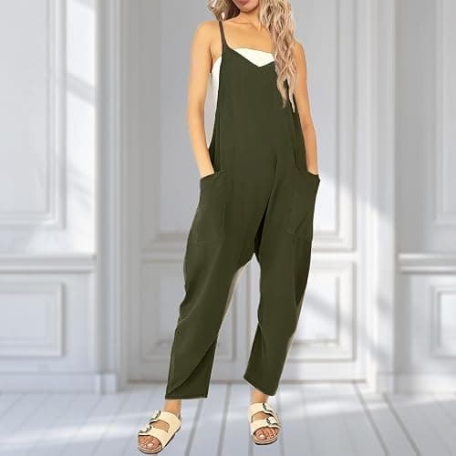 UNIANKIYA One Piece Jumpsuits for Women Casual Overalls Summer Rompers Trendy Jumpers Beach Vacation Outfits Travel Clothes thumbnail 4