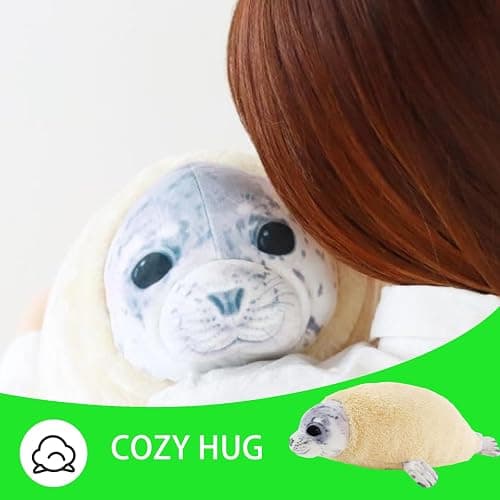 Dinyinor 20‘’ Molting Seal Plush Pillow,Chubby Blob Seal Stuffed Animal plushies for Boys Girls, Kids' Throw Pillow,Gifts for Kids Birthday,Valentine,Christmas thumbnail 6